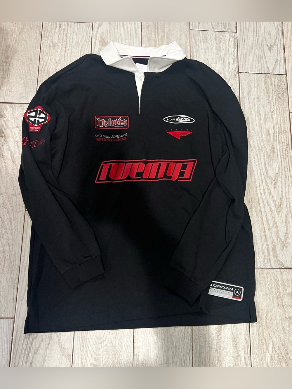 Jordan Flight Twenty3 Rugby Shirt Men's XL NWT Black Red